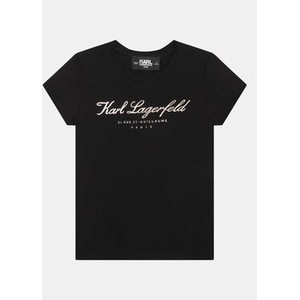 Czarna bluzka dziecięca Karl Lagerfeld z krótkim rękawem