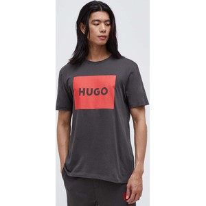 T-shirt Hugo Boss z nadrukiem z bawełny z krótkim rękawem