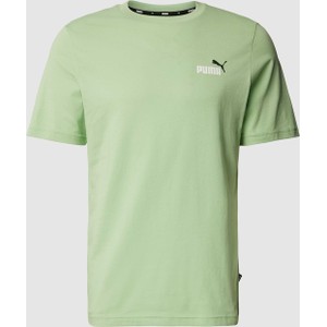 Zielony t-shirt Puma w sportowym stylu z nadrukiem z krótkim rękawem