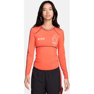 Pomarańczowa bluzka Nike z okrągłym dekoltem