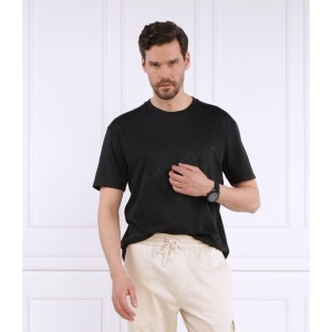 Czarny t-shirt Hugo Boss z bawełny z krótkim rękawem w stylu casual