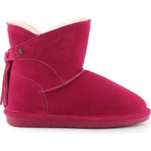Czerwone buty dziecięce zimowe Bearpaw dla dziewczynek ze skóry
