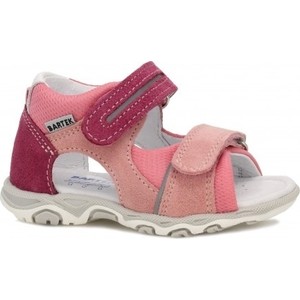 Różowe buty dziecięce letnie Bartek dla dziewczynek na rzepy ze skóry