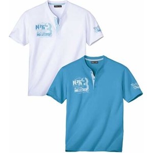 Niebieski t-shirt Atlas For Men z krótkim rękawem w młodzieżowym stylu
