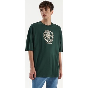 Zielony t-shirt House z nadrukiem z krótkim rękawem