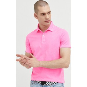 Różowa koszulka polo Superdry z bawełny w stylu casual