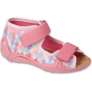 Różowe buciki niemowlęce Befado dla dziewczynek na rzepy