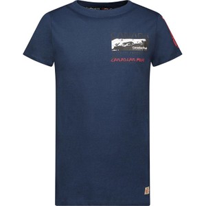 Niebieski t-shirt Canadian Peak w młodzieżowym stylu z krótkim rękawem