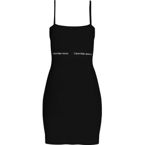 Czarna sukienka Calvin Klein z bawełny dopasowana na ramiączkach