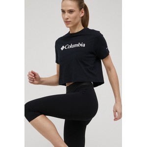 Czarny t-shirt Columbia w sportowym stylu z krótkim rękawem