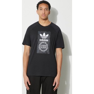 Czarny t-shirt Adidas Originals z bawełny z nadrukiem