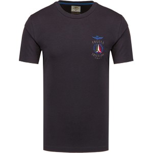 Granatowy t-shirt Aeronautica Militare z bawełny z krótkim rękawem