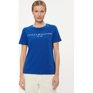 Niebieski t-shirt Tommy Hilfiger w młodzieżowym stylu z krótkim rękawem