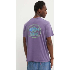 Fioletowy t-shirt Billabong w młodzieżowym stylu z krótkim rękawem z bawełny