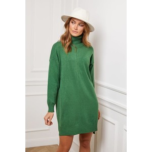 Zielona sukienka Joséfine z golfem z kaszmiru