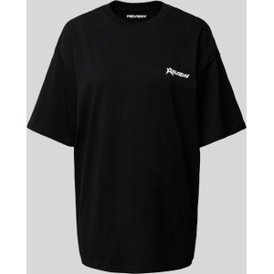 Czarny t-shirt Review z bawełny z okrągłym dekoltem w stylu casual
