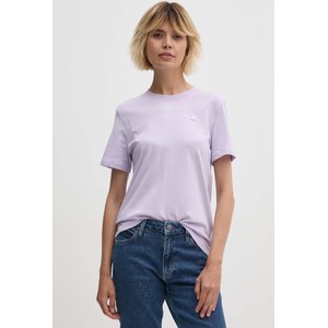 Fioletowa bluzka Calvin Klein z bawełny z okrągłym dekoltem