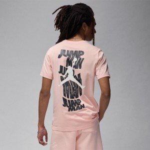 Różowy t-shirt Jordan z bawełny w młodzieżowym stylu z krótkim rękawem