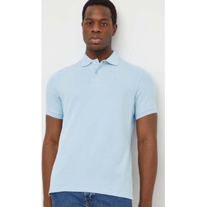 Niebieska koszulka polo Barbour w stylu casual z krótkim rękawem z bawełny