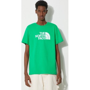 Zielony t-shirt The North Face z nadrukiem z bawełny w młodzieżowym stylu