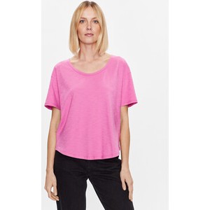 Różowy t-shirt United Colors Of Benetton z krótkim rękawem z okrągłym dekoltem w stylu casual