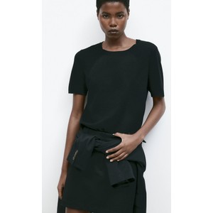 Czarna bluzka H & M w stylu casual z krótkim rękawem