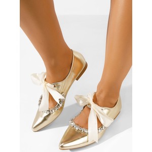 Złote baleriny Zapatos w stylu casual