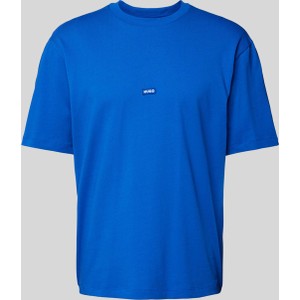 Niebieski t-shirt Hugo Blue w stylu casual z krótkim rękawem z bawełny