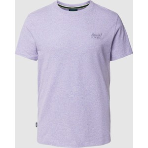 Fioletowy t-shirt Superdry z krótkim rękawem w stylu casual