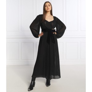 Czarna sukienka The Kooples z dekoltem w kształcie litery v w stylu casual z długim rękawem