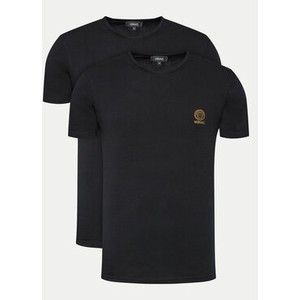 Czarny t-shirt Versace z krótkim rękawem w stylu casual