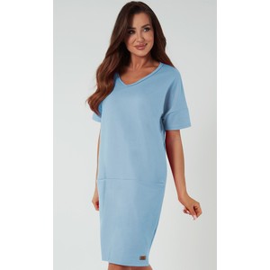 Niebieska sukienka Italian Fashion koszulowa z krótkim rękawem
