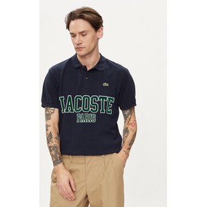 Granatowy t-shirt Lacoste w młodzieżowym stylu z krótkim rękawem