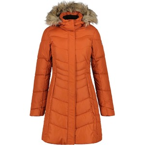 Pomarańczowy płaszcz Icepeak z kapturem taliowana krótki