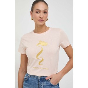 Różowy t-shirt Armani Exchange w młodzieżowym stylu