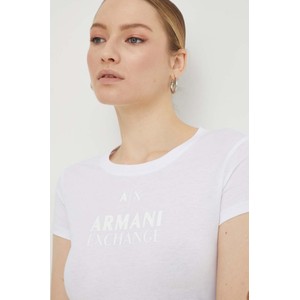 Bluzka Armani Exchange z okrągłym dekoltem z krótkim rękawem z bawełny