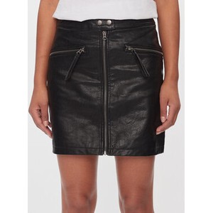 Czarna spódnica Pepe Jeans ze skóry mini w rockowym stylu