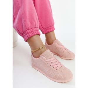 Różowe buty sportowe Gemre w sportowym stylu z płaską podeszwą