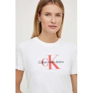 T-shirt Calvin Klein z bawełny z krótkim rękawem z okrągłym dekoltem