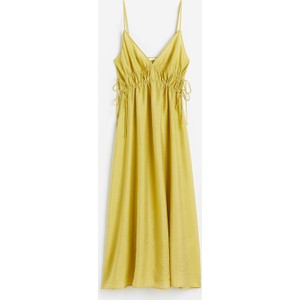 Żółta sukienka H & M z tkaniny z dekoltem w kształcie litery v