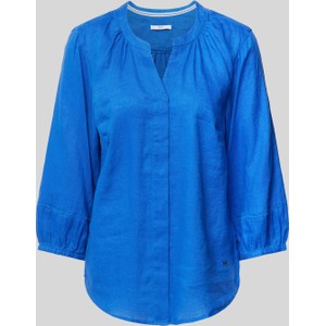 Niebieska bluzka Brax z lnu z dekoltem w kształcie litery v