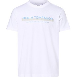 T-shirt Tom Tailor Denim z bawełny z nadrukiem z krótkim rękawem