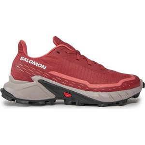 Czerwone buty trekkingowe Salomon z płaską podeszwą