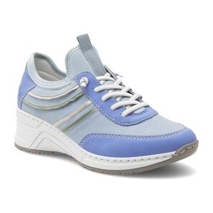 Niebieskie buty sportowe Rieker w sportowym stylu z płaską podeszwą sznurowane