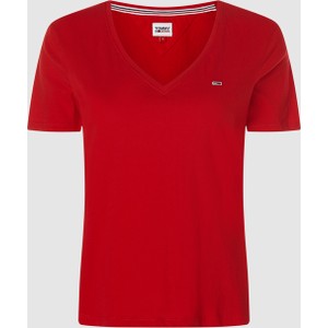Czerwony t-shirt Tommy Jeans z bawełny