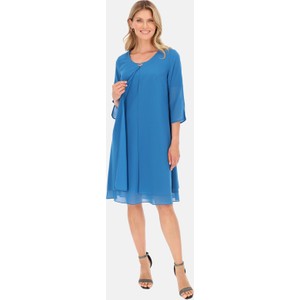 Niebieska sukienka POTIS & VERSO rozkloszowana midi z długim rękawem