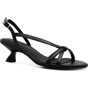 Czarne sandały Simple na szpilce z klamrami