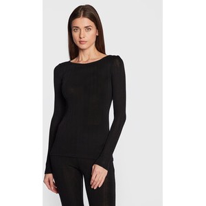 Czarna bluzka Chantelle w stylu casual z długim rękawem z okrągłym dekoltem