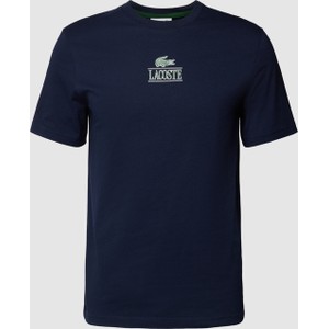 Granatowy t-shirt Lacoste z nadrukiem