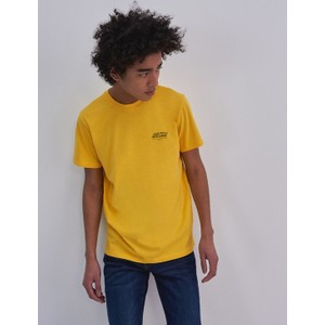 Żółty t-shirt Big Star z krótkim rękawem w stylu casual z nadrukiem